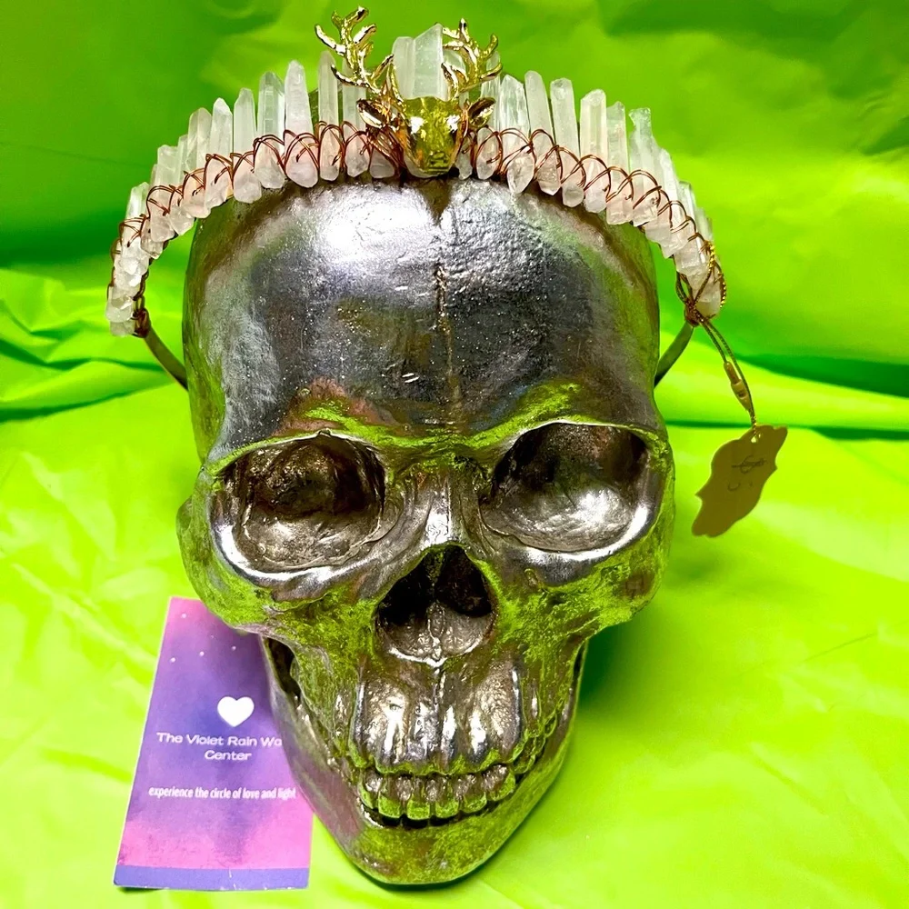 Quartz Crystal crown with stag head - Picture 1 of 8